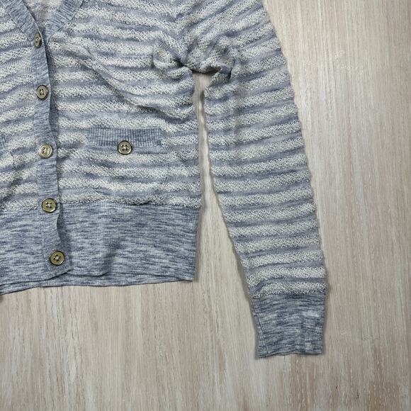 Anthropologie Moth Striped Hooded Button Front Cardigan Sweater XS Cozy Preppy - Picture 4 of 14